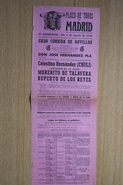 Cartel de toros de Madrid.