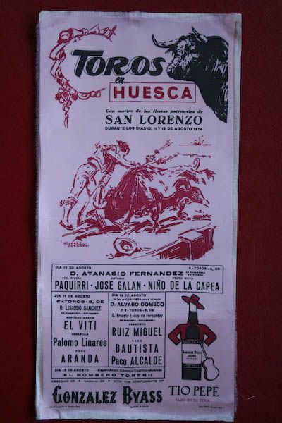 Cartel de toros de Huesca en seda