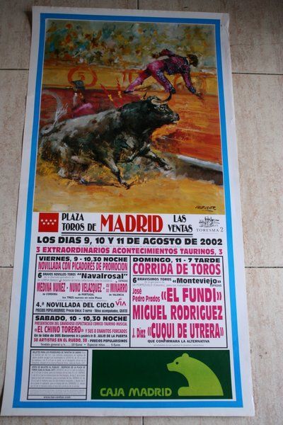 Cartel de toros de Madrid. 9 al 11 de agosto de 2002.