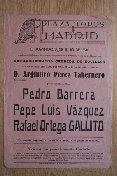 Cartel de toros de Madrid.