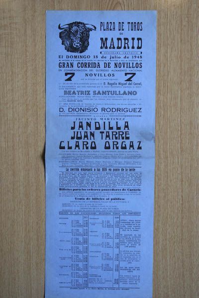 Cartel de toros de Madrid.