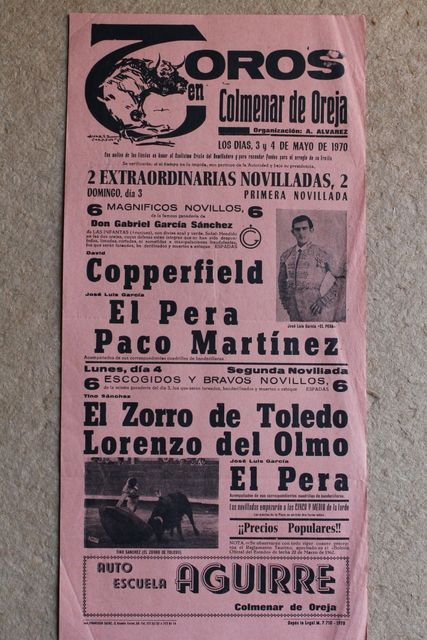 Cartel de toros de Colmenar de Oreja. 3 y 4 de mayo de 1970.