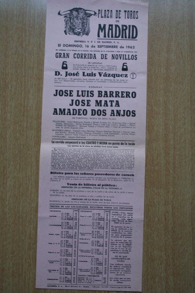Cartel de toros de Madrid. 1962.