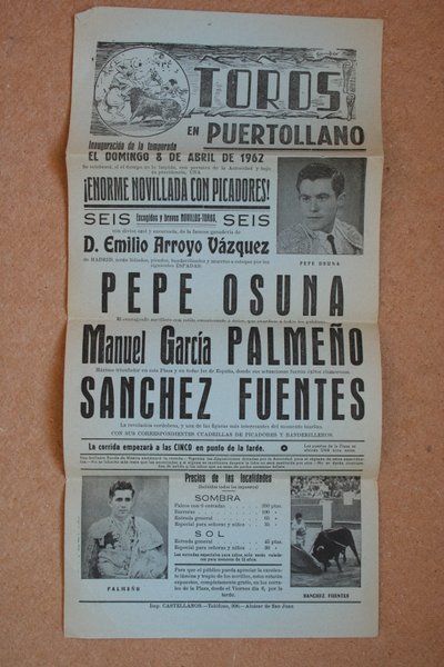 Cartel de toros de Puertollano. 8 de abril de 1962.
