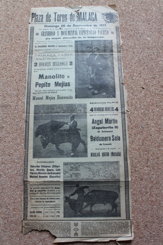 Cartel de toros de Málaga. 20 de septiembre de 1925.