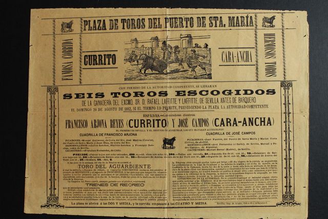 Cartel de toros del Puerto de Santa María. 20 de agosto de 1882.