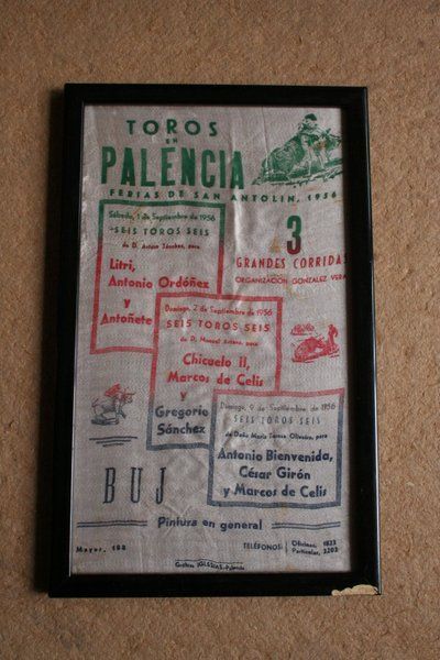Cartel de toros de Palencia. Ferias de San Antolín 1956.