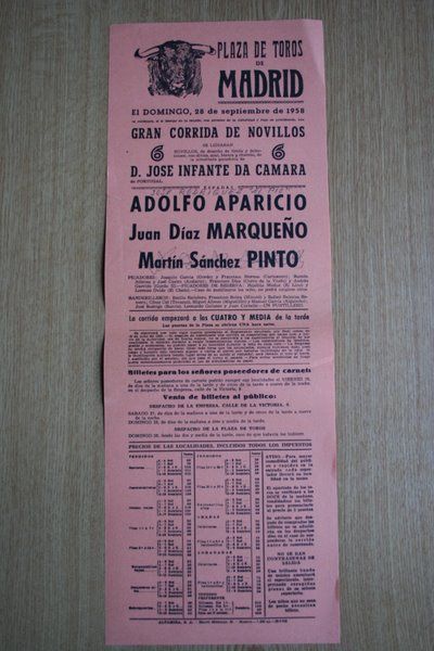 Cartel de toros de Madrid. 1958.
