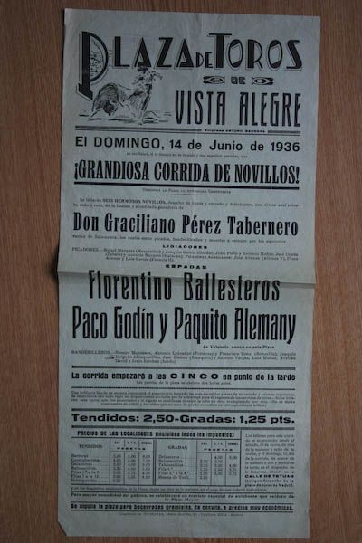 Cartel de toros de Vista-Alegre.