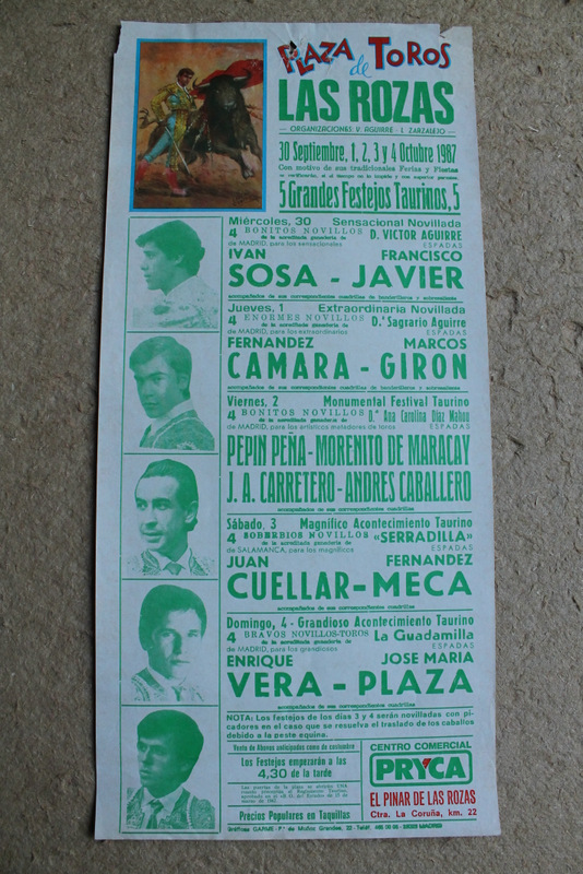 Cartel de toros de Las Rozas. 30 de septiembre, 1, 2, 3 y 4 de octubre de 1987.
