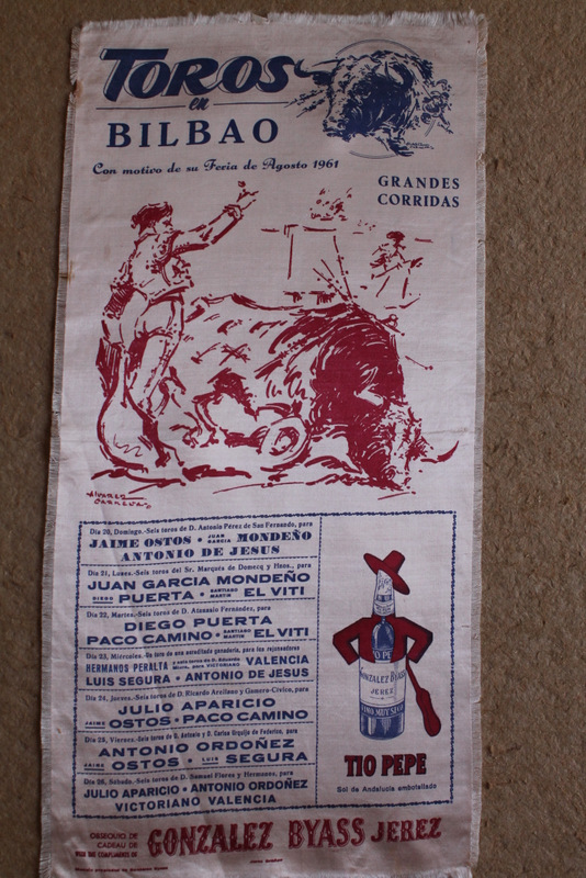 Cartel de toros de Bilbao. Feria de Agosto 1961. Corridas generales los días 20 al 26 de Agosto.