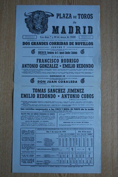 Cartel de toros de Madrid. 1959.