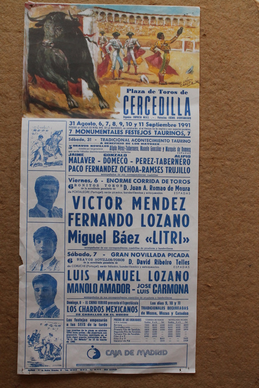 Cartel de toros de Cercedilla. 31 de agosto, 6, 7, 8, 9, 10 y 11 de septiembre de 1991.