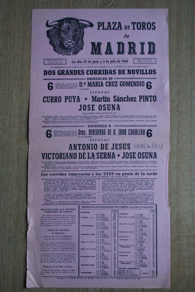 Cartel de toros de Madrid. 1960.