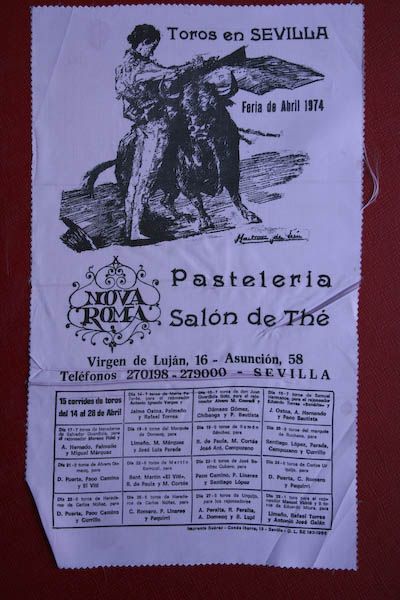 Cartel de toros de Sevilla en seda