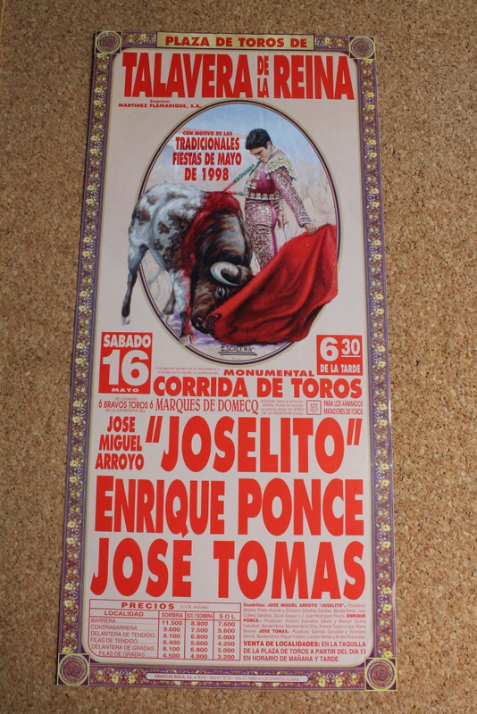 Cartel de toros de  Talavera de la Reina. 16 de mayo de 1998.