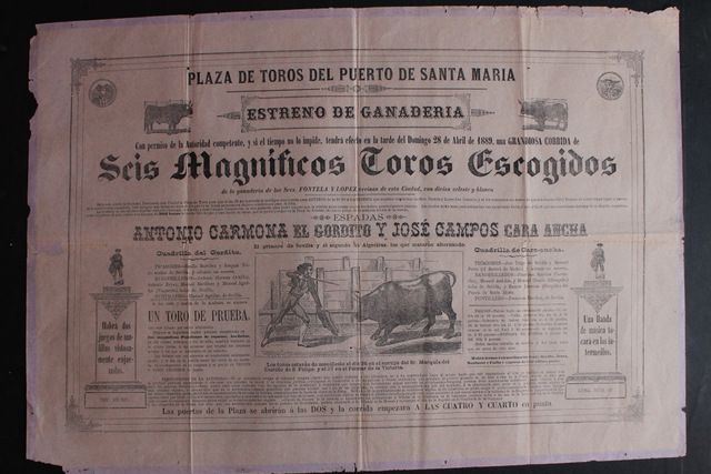 Cartel de toros del Puerto de Santa María. 28 de abril de 1889. 