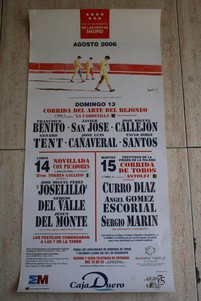 Cartel de toros de Madrid. Agosto 2006. 