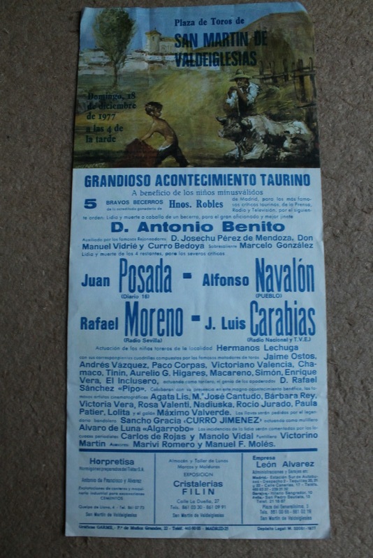 Cartel de toros de San Martín de Valdeiglesias. 18 de diciembre de 1977. 