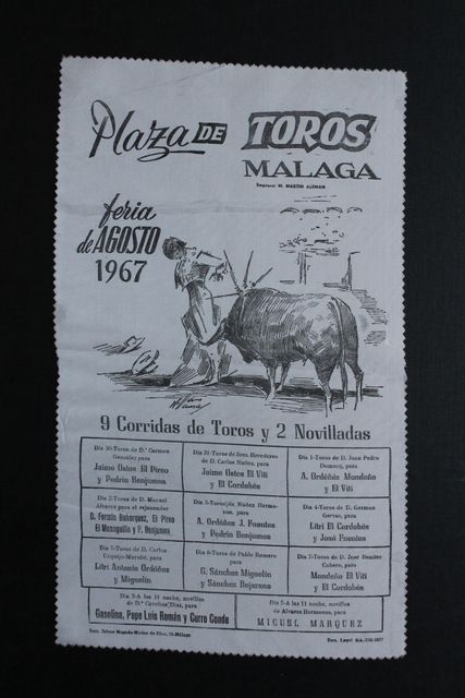 Cartel de toros de Málaga. Feria de Agosto de 1967. 