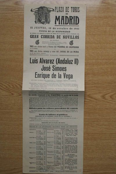 Cartel de toros de Madrid.