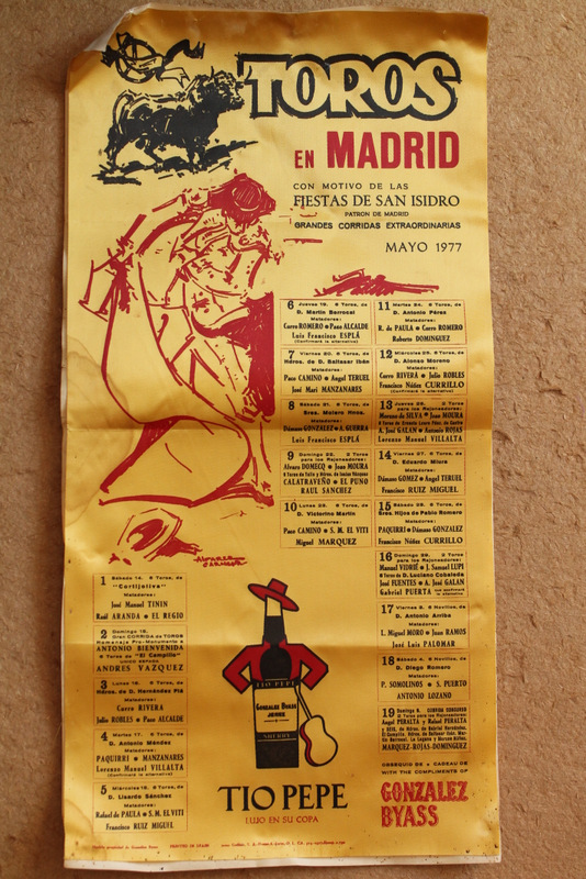 Cartel de toros de Madrid. Fiestas de San Isidro. Mayo de 1977. Días 1 al 19.