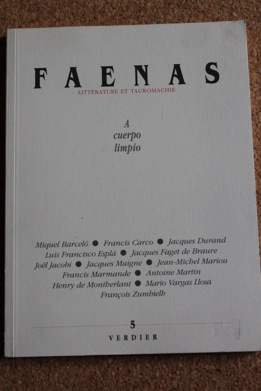 Faenas. Número 5. Littérature et Tauromachie. A cuerpo limpio.