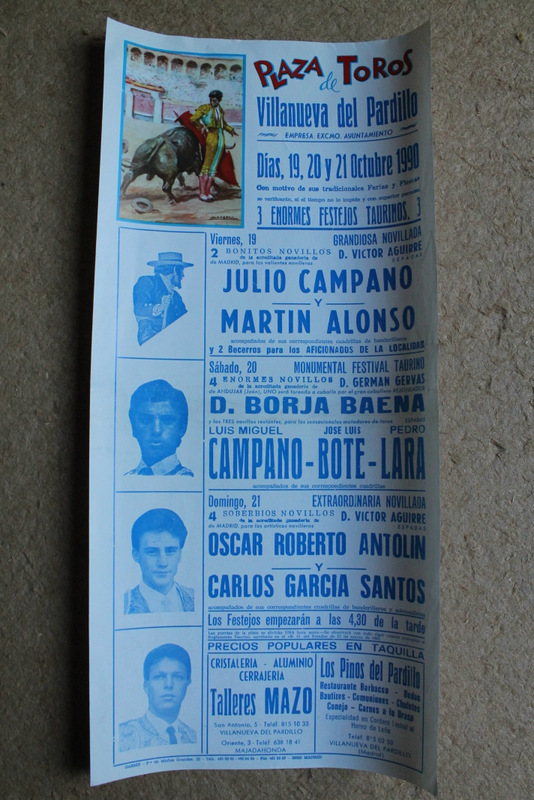 Cartel de toros de Villanueva del Pardillo.19, 20 y 21 de octubre de 1990.