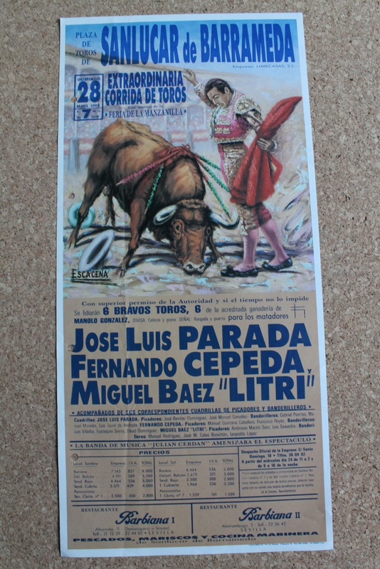 Cartel de toros de Sanlúcar de Barrameda. 28 de mayo de 1989. 