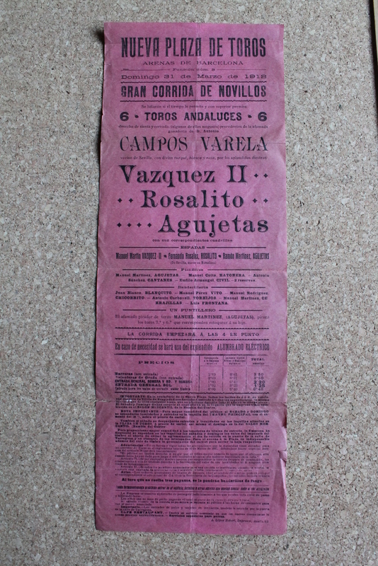 Cartel de toros de Barcelona. 31 de marzo de 1912
