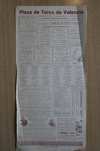 Cartel de toros de Valencia.