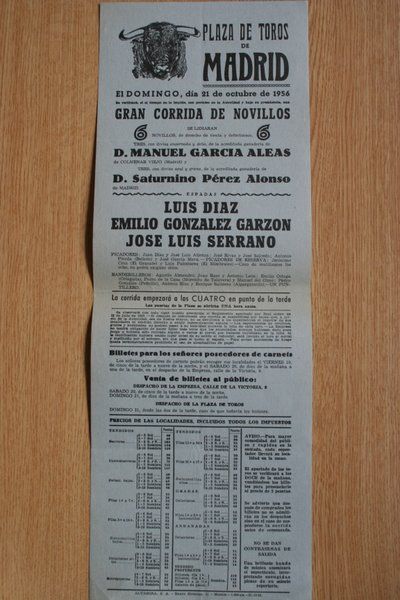 Cartel de toros de Madrid.