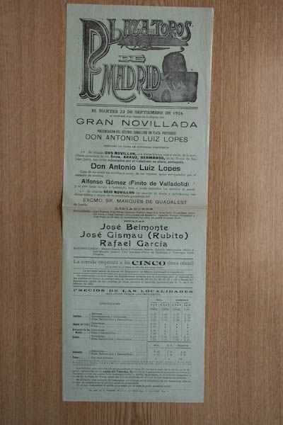 Cartel de toros de Madrid.