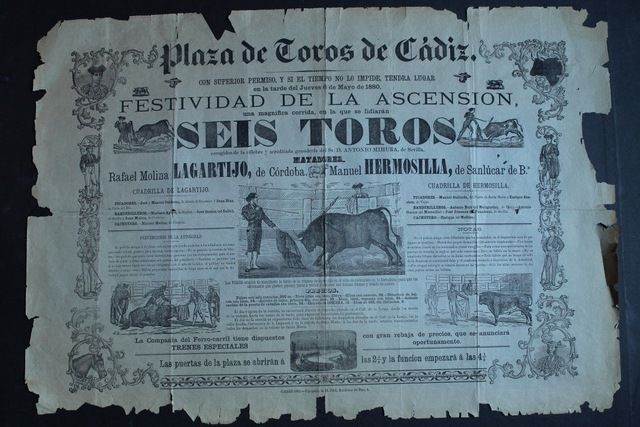 Cartel de toros de Cádiz. 6 de mayo de 1880. Festividad de la Ascensión.