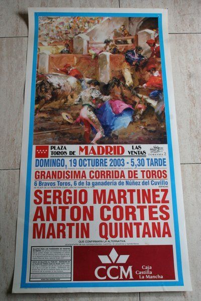 Cartel de toros de Madrid. 19 de octubre de 2003. 