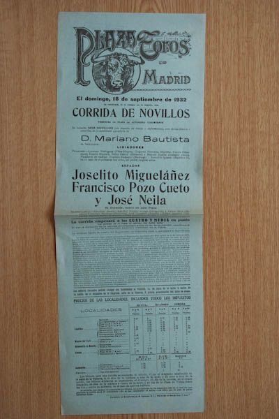 Cartel de toros de Madrid.
