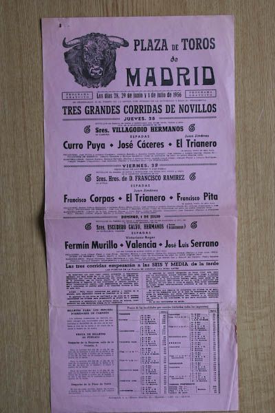 Cartel de toros de Madrid.