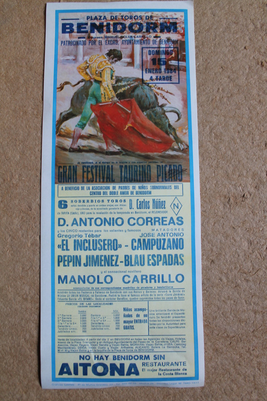 Cartel de toros de Benidorm. 15 de enero de 1984. Gran festival taurino picado.