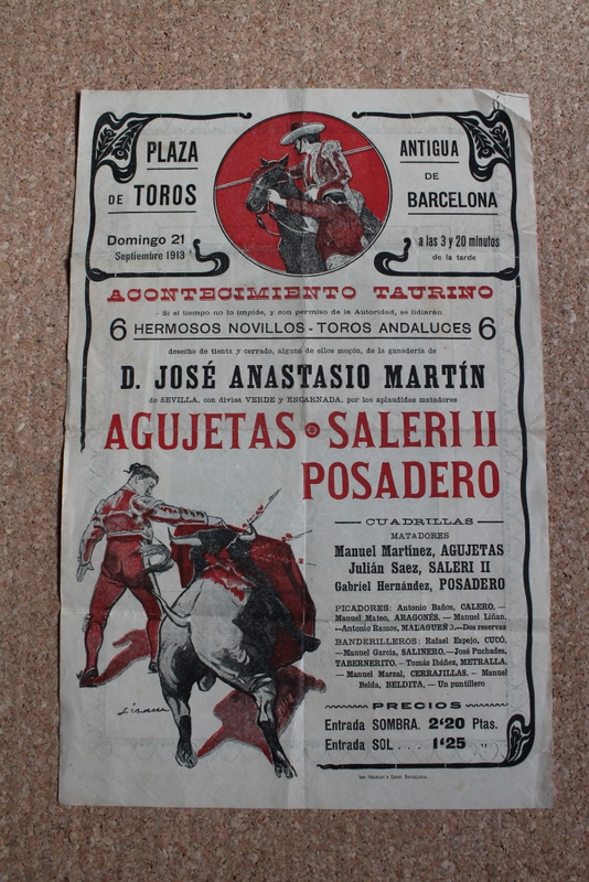 Cartel de toros de Barcelona. 21 de septiembre de 1913.