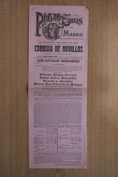 Cartel de toros de Madrid.