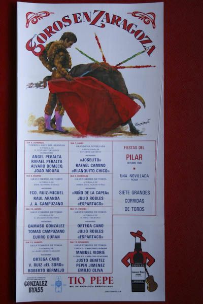 Cartel de toros de Zaragoza en seda