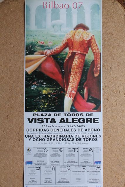 Cartel de toros de Bilbao 2007. Plaza de Toros de Vista Alegre. Días 18 al 26 de agosto de 2007.
