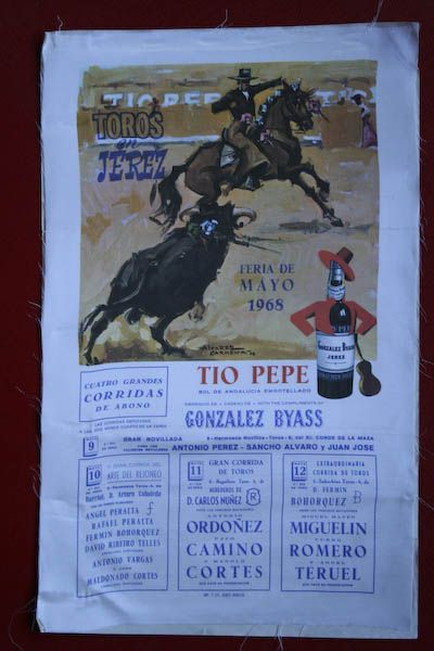 Cartel de toros de Jerez en seda