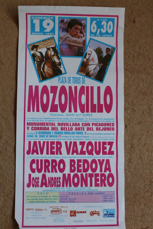 Cartel de toros de Mozoncillo. 19 de mayo de 1991.