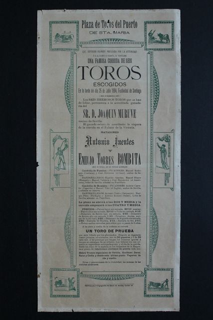 Cartel de toros del Puerto de Santa María. 25 de julio de 1894.