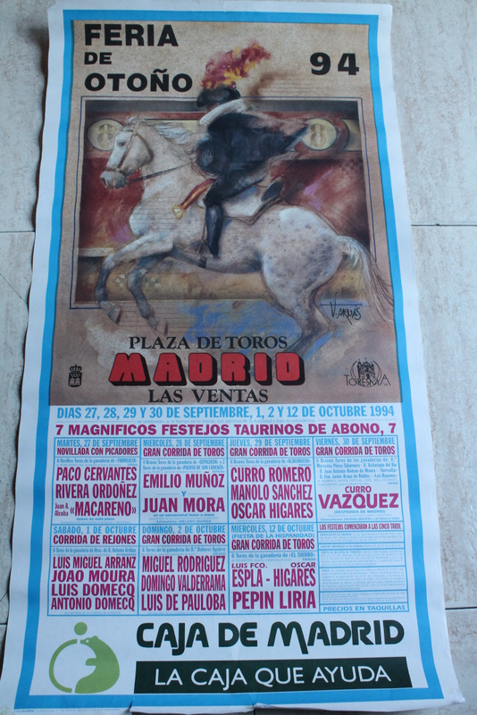 Cartel de toros de Madrid. Las Ventas. Feria de Otoño 1994. 27, 28, 29 y 30 de septiembre, 1, 2 y 12 de octubre.