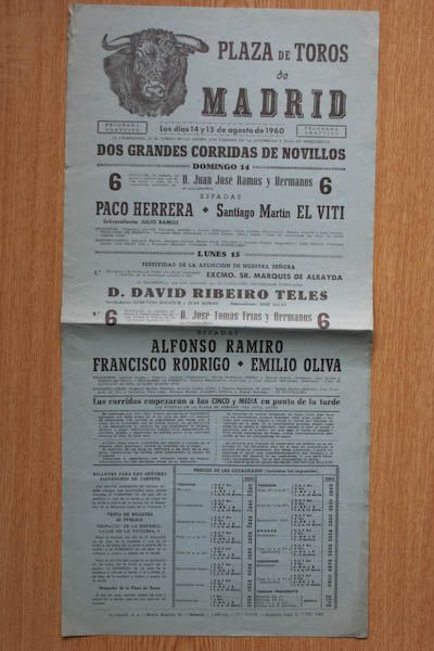 Cartel de toros de Madrid.