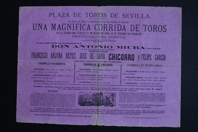 Cartel de toros de Sevilla. 27 de mayo de 1880.