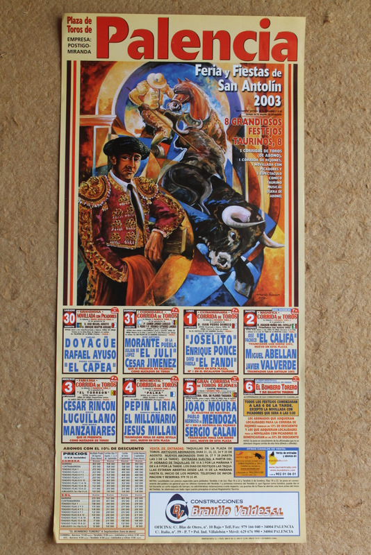 Cartel de toros de Palencia. Feria y Fiestas de San Antolín 2003.