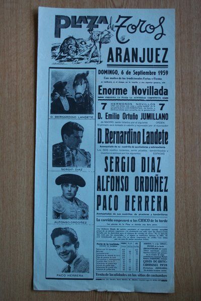 Cartel de toros de Aranjuez. 1959.